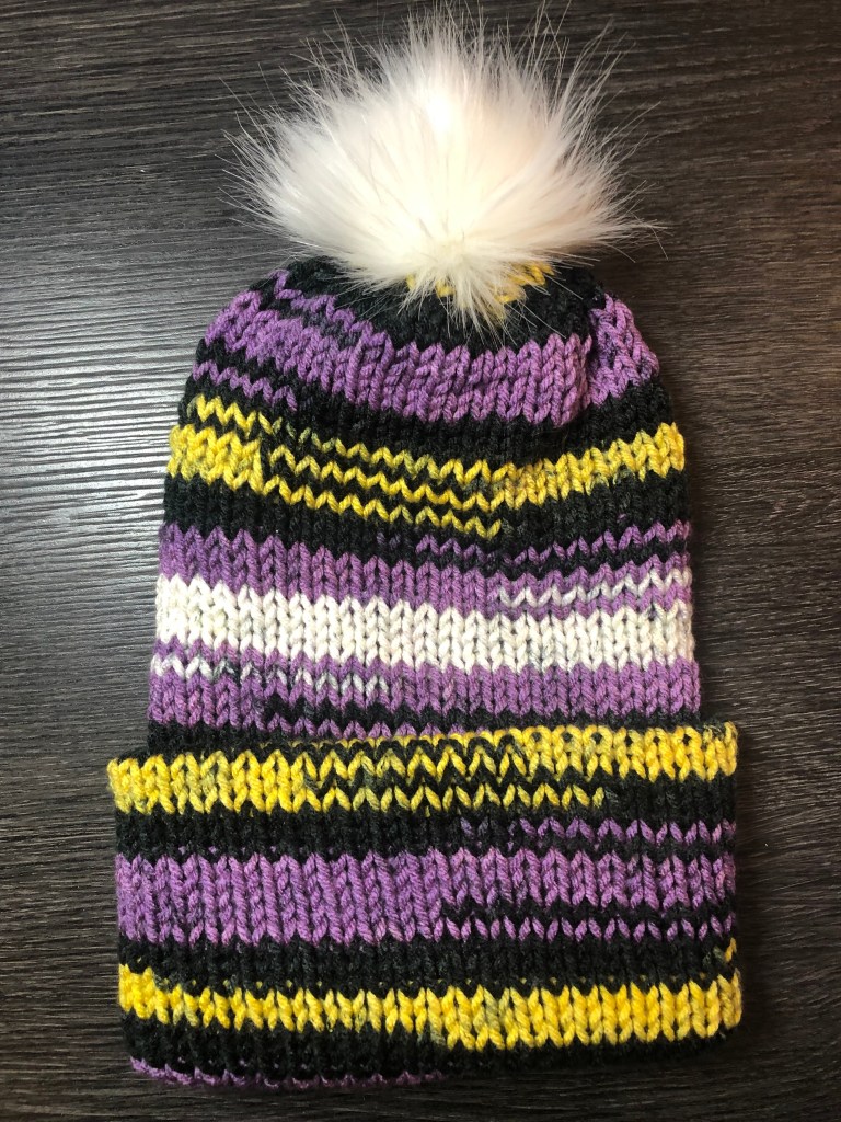 Handmade Toque/Hat - Fluidity (Black, Purple, White, Yellow)